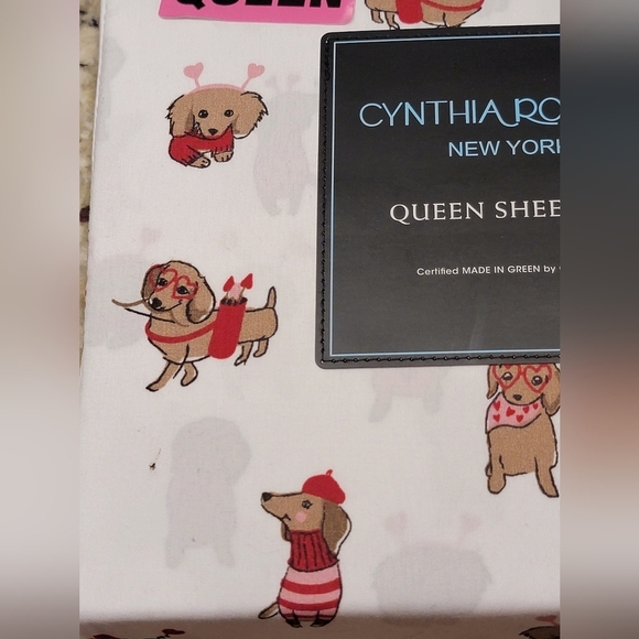 Cynthia Rowley Dog Print Queen Sheet Set NWT - Picture 3 of 4